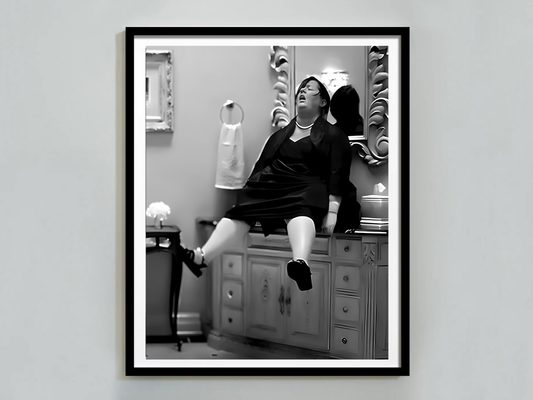 Melissa McCarthy Funny Bathroom Scene Black and White Comedy Art Digital Download