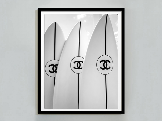 Chanel Surfboard Black and White Luxury Fashion Wall Art Digital Download