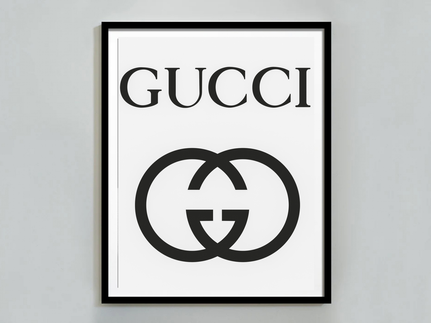Gucci Logo Black and White Minimalist Luxury Wall Art Digital Download