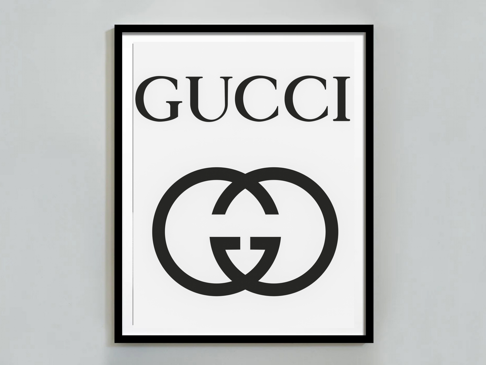 Gucci Logo Black and White Minimalist Luxury Wall Art Digital Download