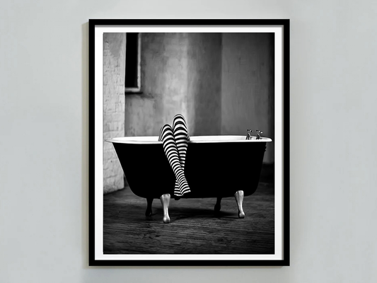 Witch Legs In Bathtub Poster Black And White Surreal Gothic Wall Art Digital Download