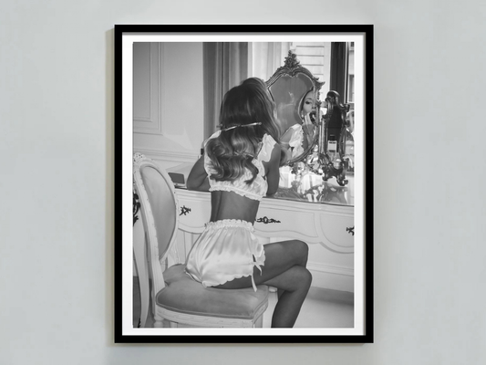 Woman Vanity Mirror Poster Black And White Boudoir Wall Art Digital Download