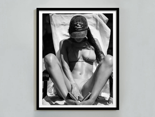 Beach Woman Poster Black And White Tropical Summer Wall Art Digital Download
