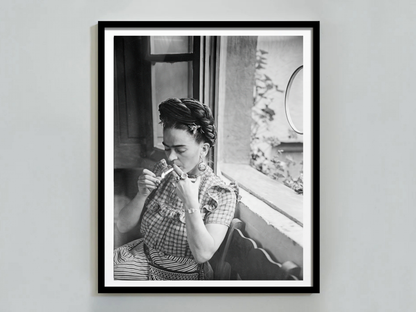Frida Kahlo Smoking Window Portrait Vintage Art Digital Download