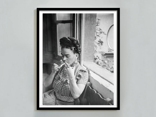 Frida Kahlo Smoking Window Portrait Vintage Art Digital Download