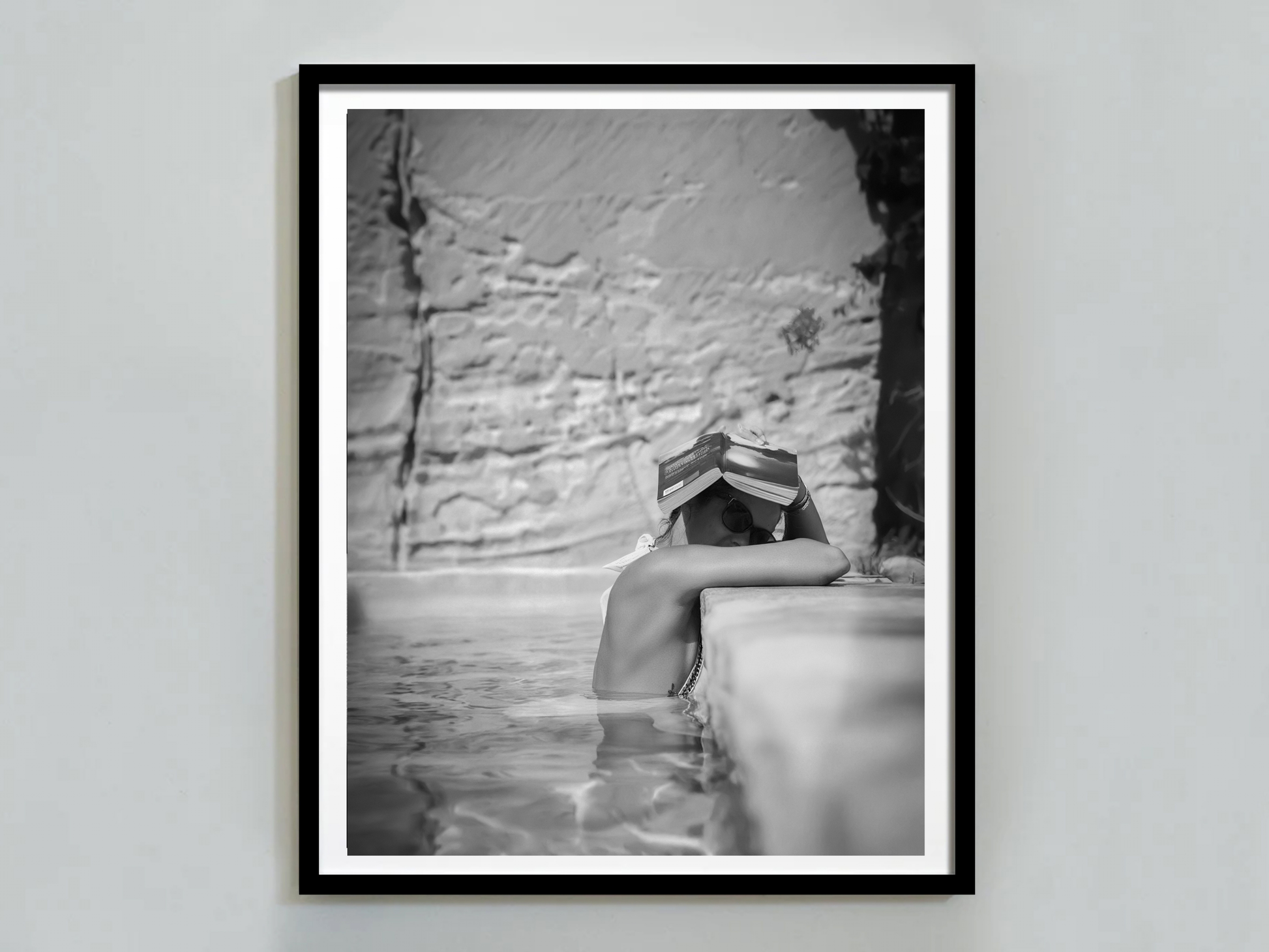 Relaxed Poolside Reading Woman Art Poster Summer Wall Decor Digital Download