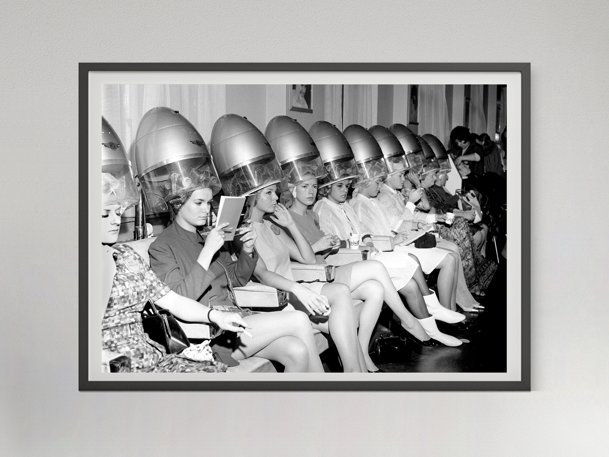 Vintage Beauty Salon Women Hair Dryer 1960s Fashion Wall Art Digital Download