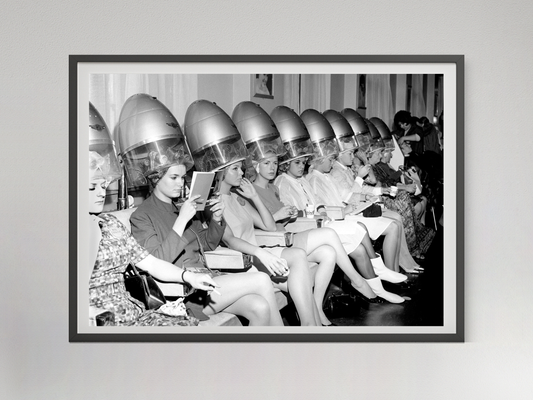 Vintage Beauty Salon Women Hair Dryer 1960s Fashion Wall Art Digital Download
