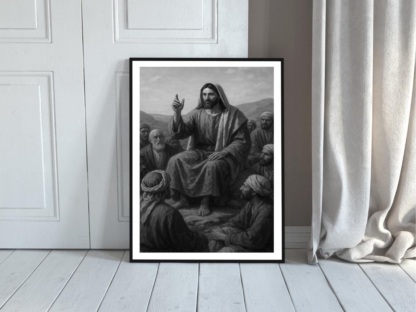 jesus teaching print bible scene poster christian wall art lds jesus portrait scripture inspired art faith decor digital download printable wall art poster, digital download
