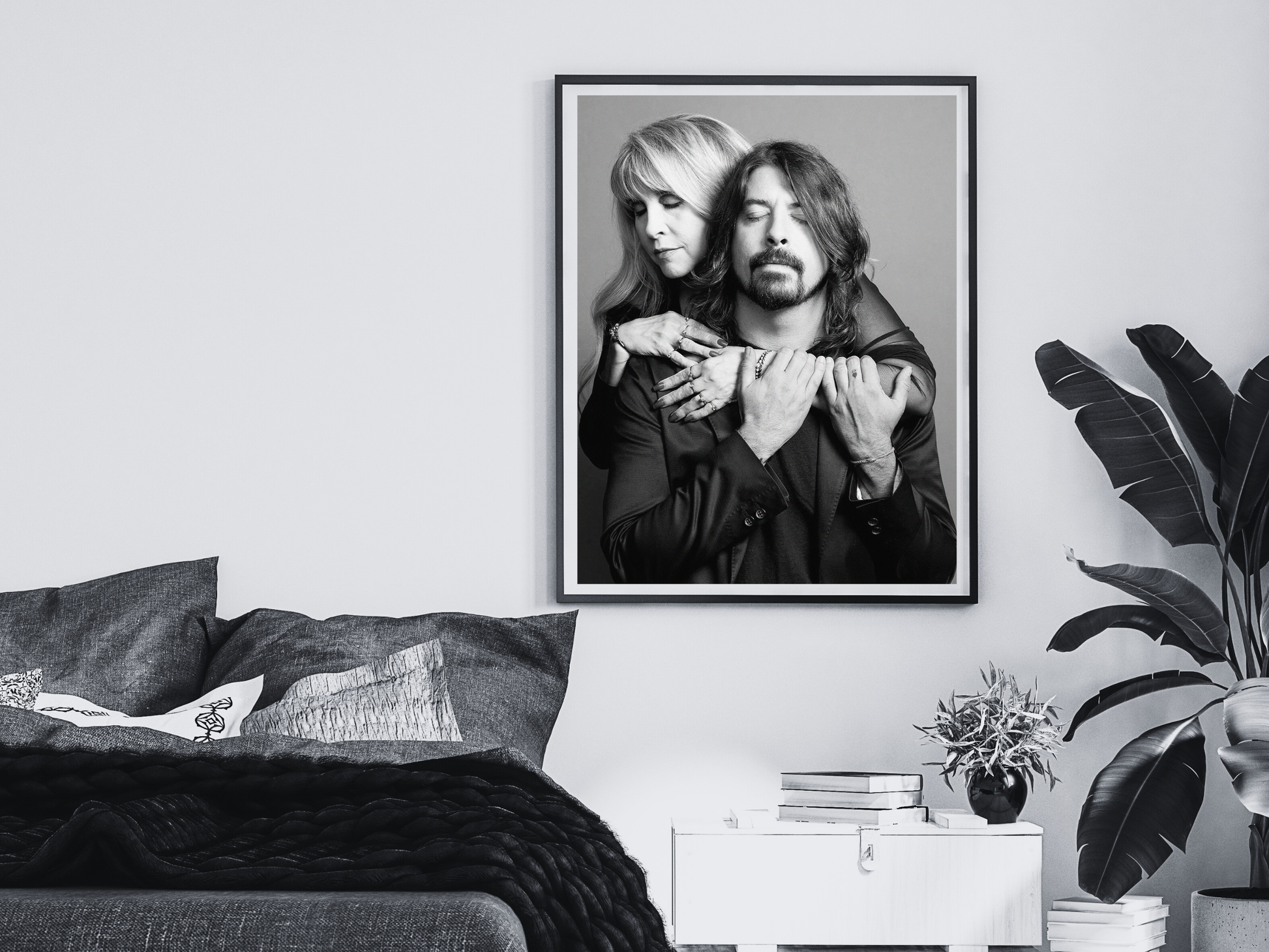 Stevie Nicks and Dave Grohl Emotional Black and White Portrait Digital Download