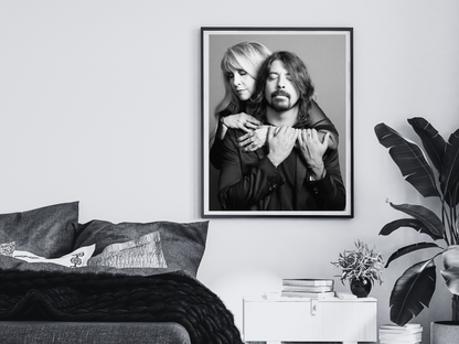 Stevie Nicks and Dave Grohl Emotional Black and White Portrait Digital Download