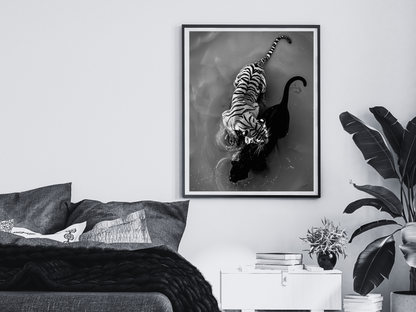 Tiger And Panther Poster Black and White – Wild Animal Art Print For Jungle And Wildlife Decor (Digital Download)