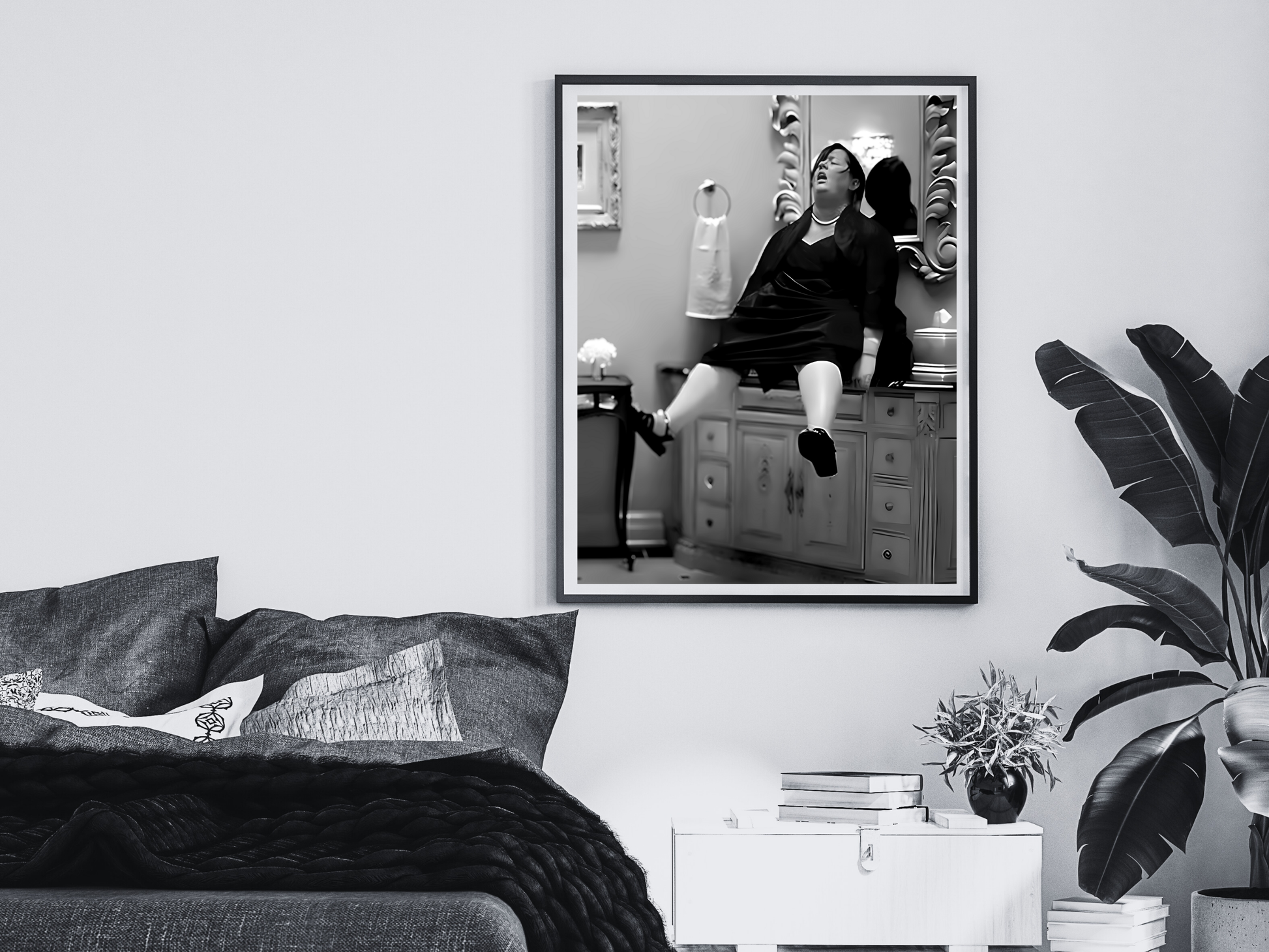 Melissa McCarthy Funny Bathroom Scene Black and White Comedy Art Digital Download