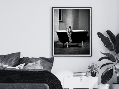 Witch Legs In Bathtub Poster Black And White Surreal Gothic Wall Art Digital Download