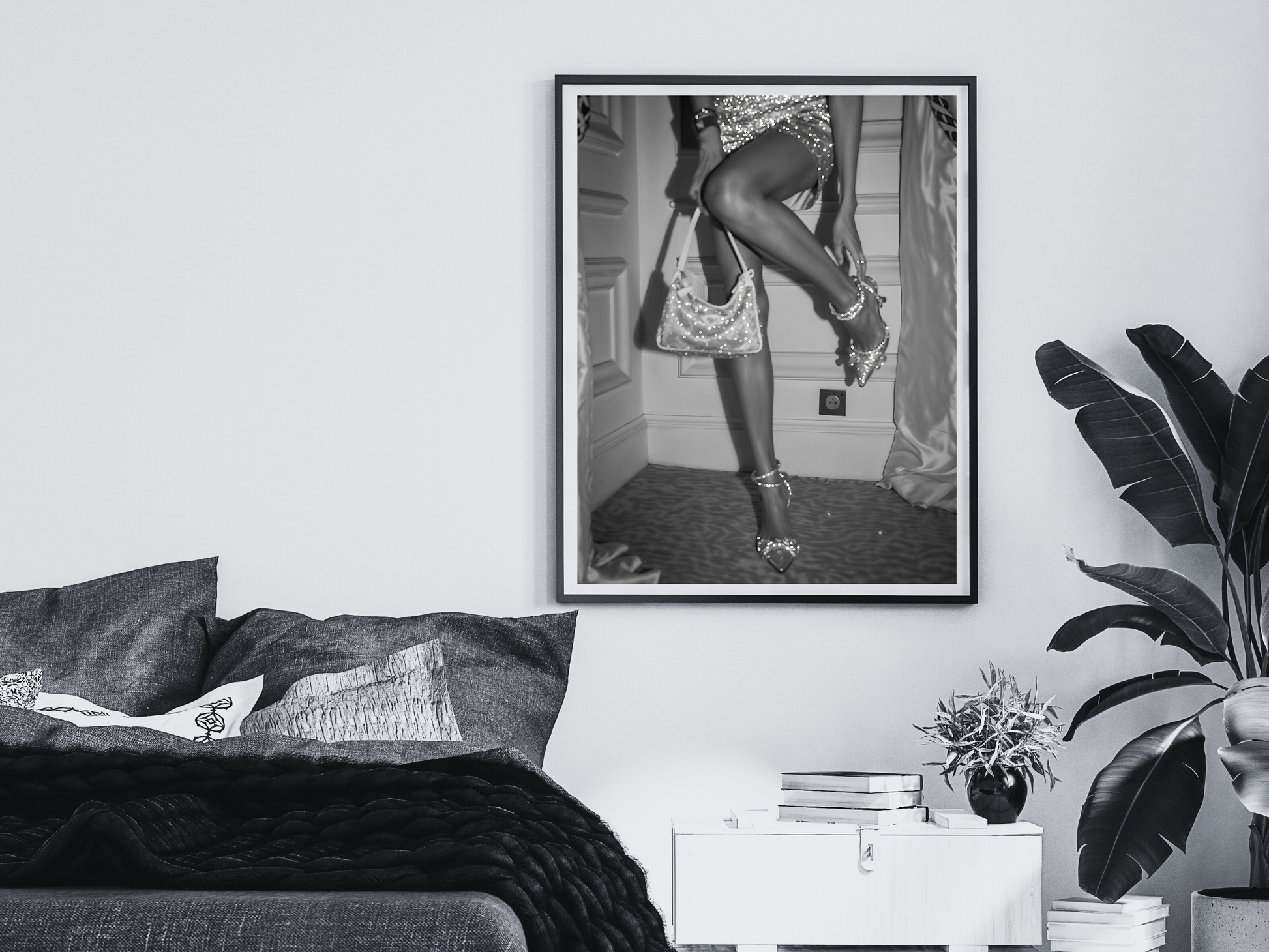 Glamorous Woman Poster Black and White Fashion Wall Art Digital Download