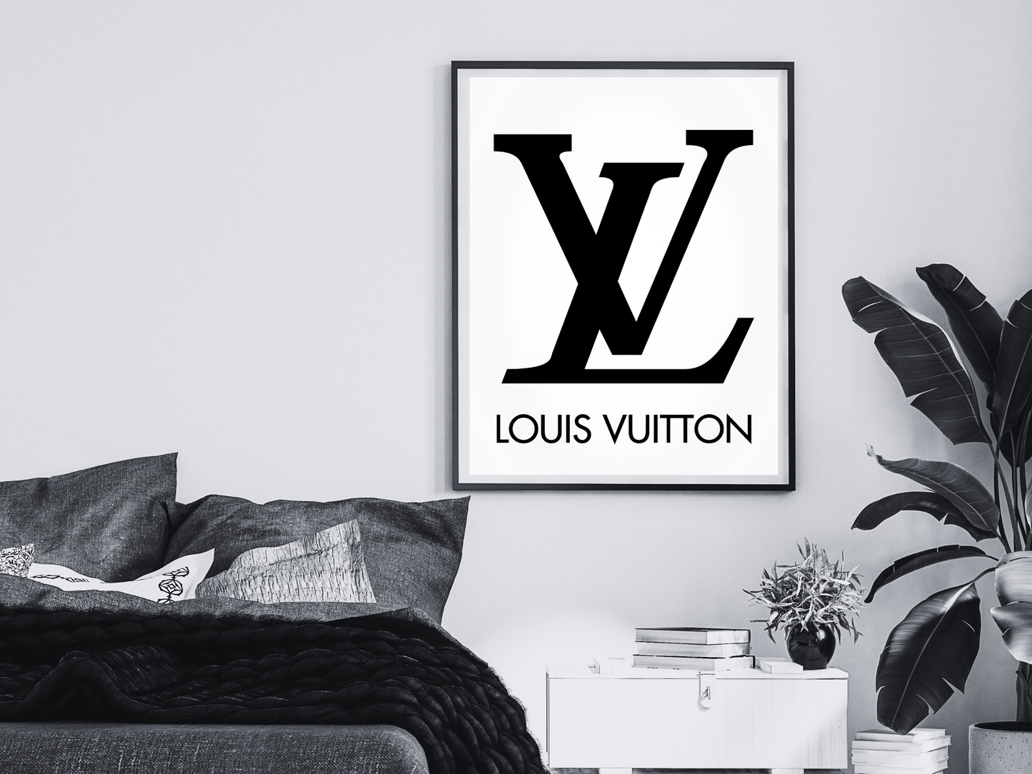 Louis Vuitton Iconic LV Logo Black and White Fashion Brand Digital Download