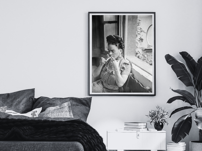 Frida Kahlo Smoking Window Portrait Vintage Art Digital Download