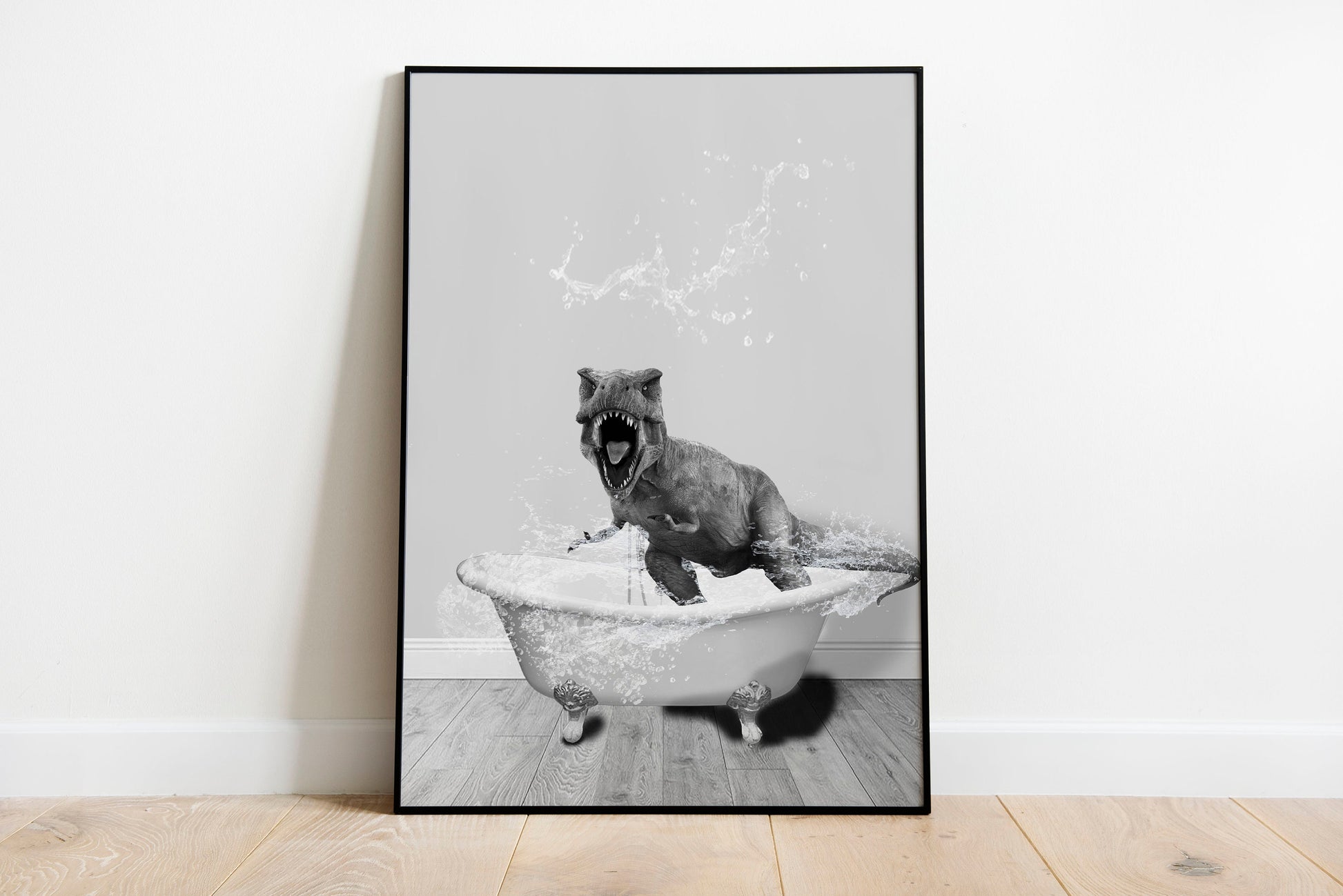 dinosaur in bathroom printable bathroom wall art dinosaur wall art animal print dinosaur photo kids bathroom decor bathroom art print printable wall art poster, digital download