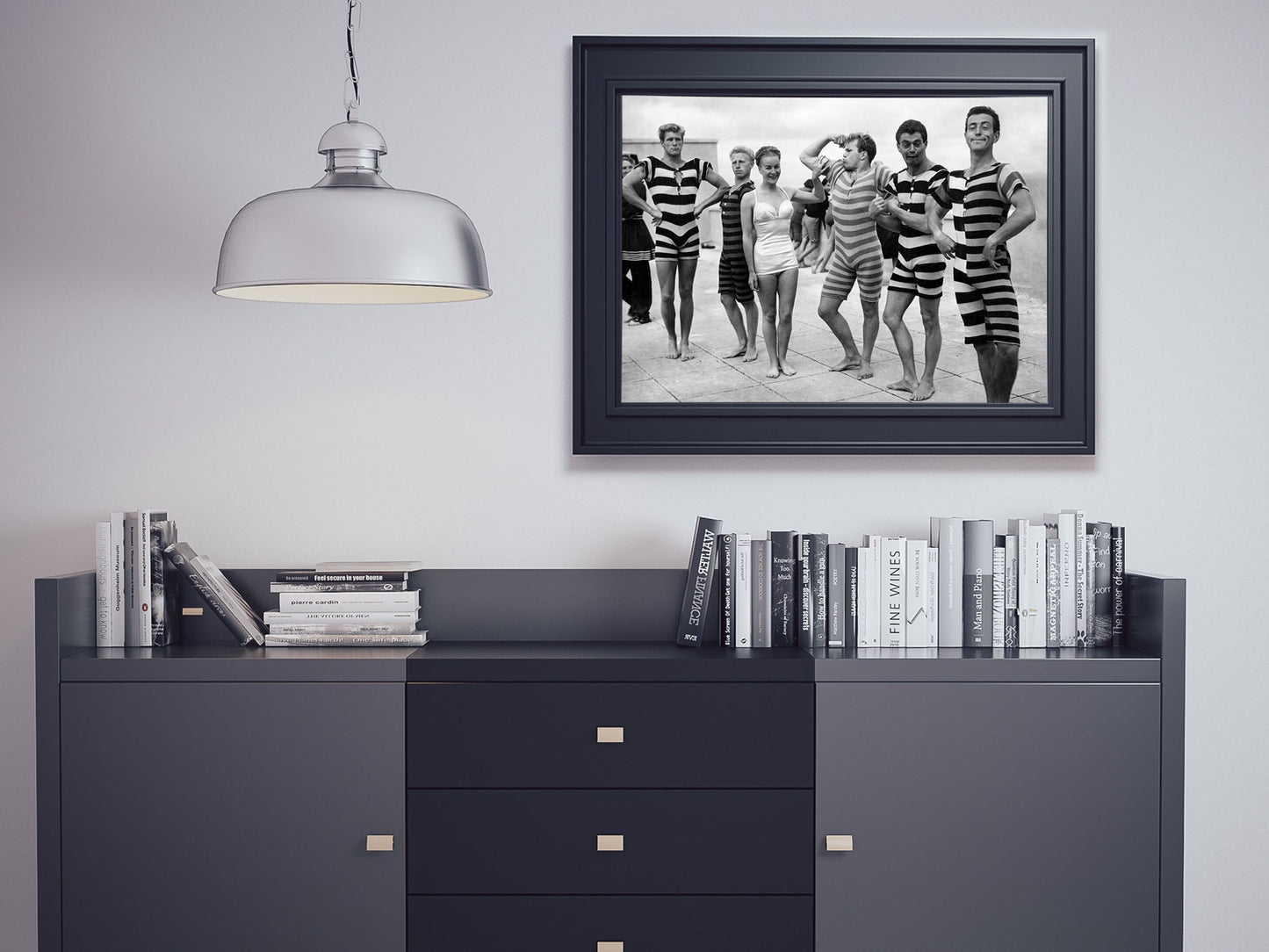 Funny Boys in Swimsuit on Beach Print, Black and White, Fashion Wall Art, Vintage Photo, Summer Poster, Beach House Decor, Digital Download