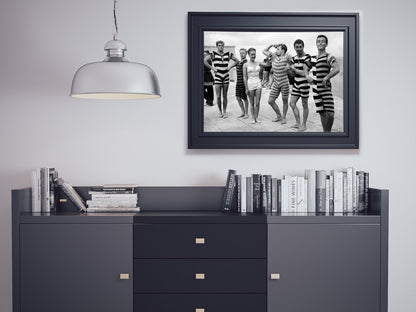 Funny Boys in Swimsuit on Beach Print, Black and White, Fashion Wall Art, Vintage Photo, Summer Poster, Beach House Decor, Digital Download