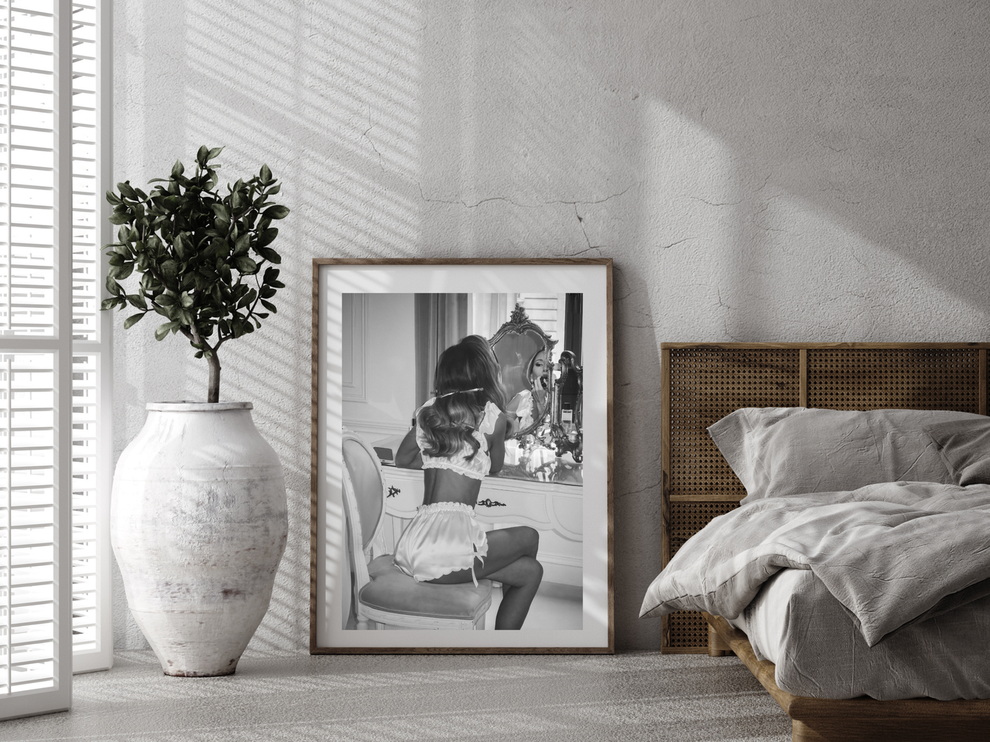 Woman Vanity Mirror Poster Black And White Boudoir Wall Art Digital Download