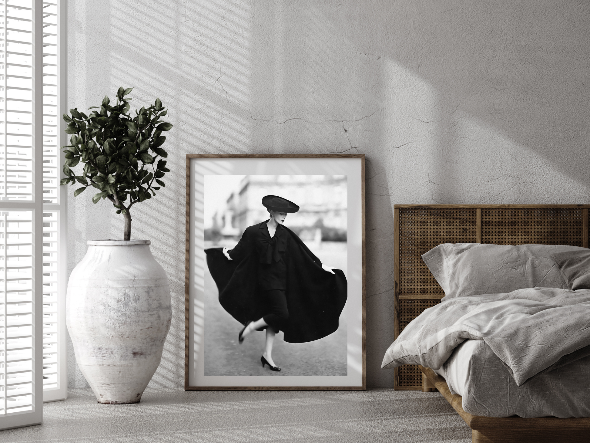 Christian Dior Vintage Fashion Model in Elegant Black Cape Digital Download
