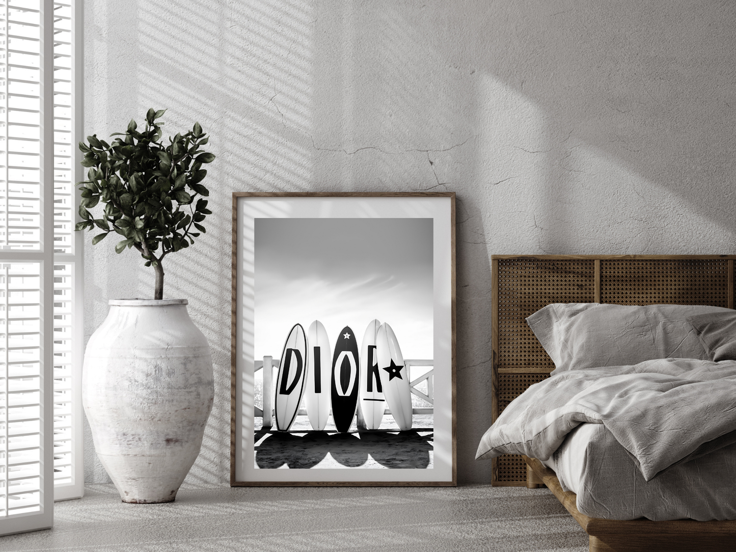 Dior Luxury Surfboard Logo Black and White Fashion Art Digital Download