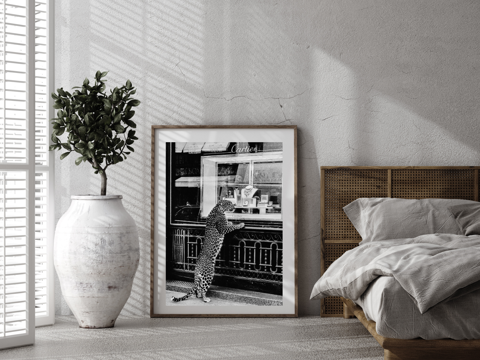 Cartier Leopard Poster Black And White Luxury Fashion Store Wall Art Digital Download