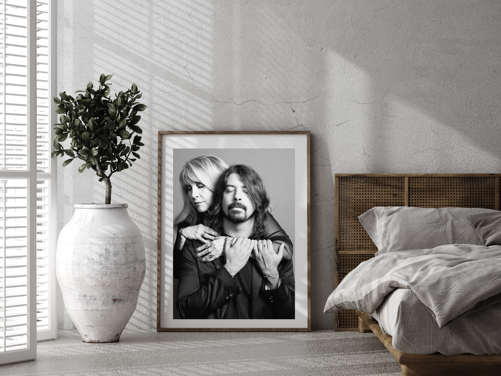 Stevie Nicks and Dave Grohl Emotional Black and White Portrait Digital Download