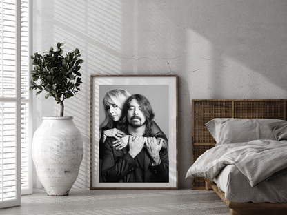 Stevie Nicks and Dave Grohl Emotional Black and White Portrait Digital Download