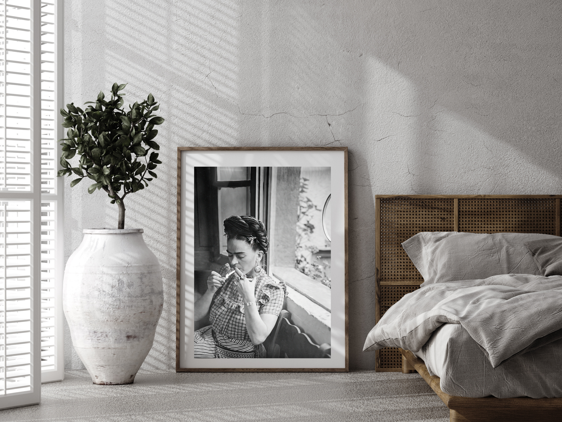 Frida Kahlo Smoking Window Portrait Vintage Art Digital Download