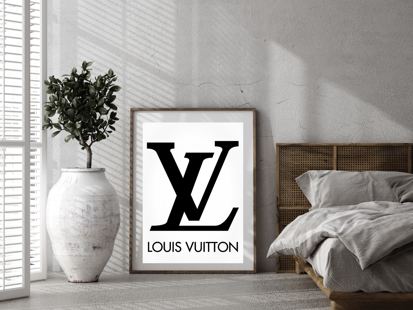 Louis Vuitton Iconic LV Logo Black and White Fashion Brand Digital Download