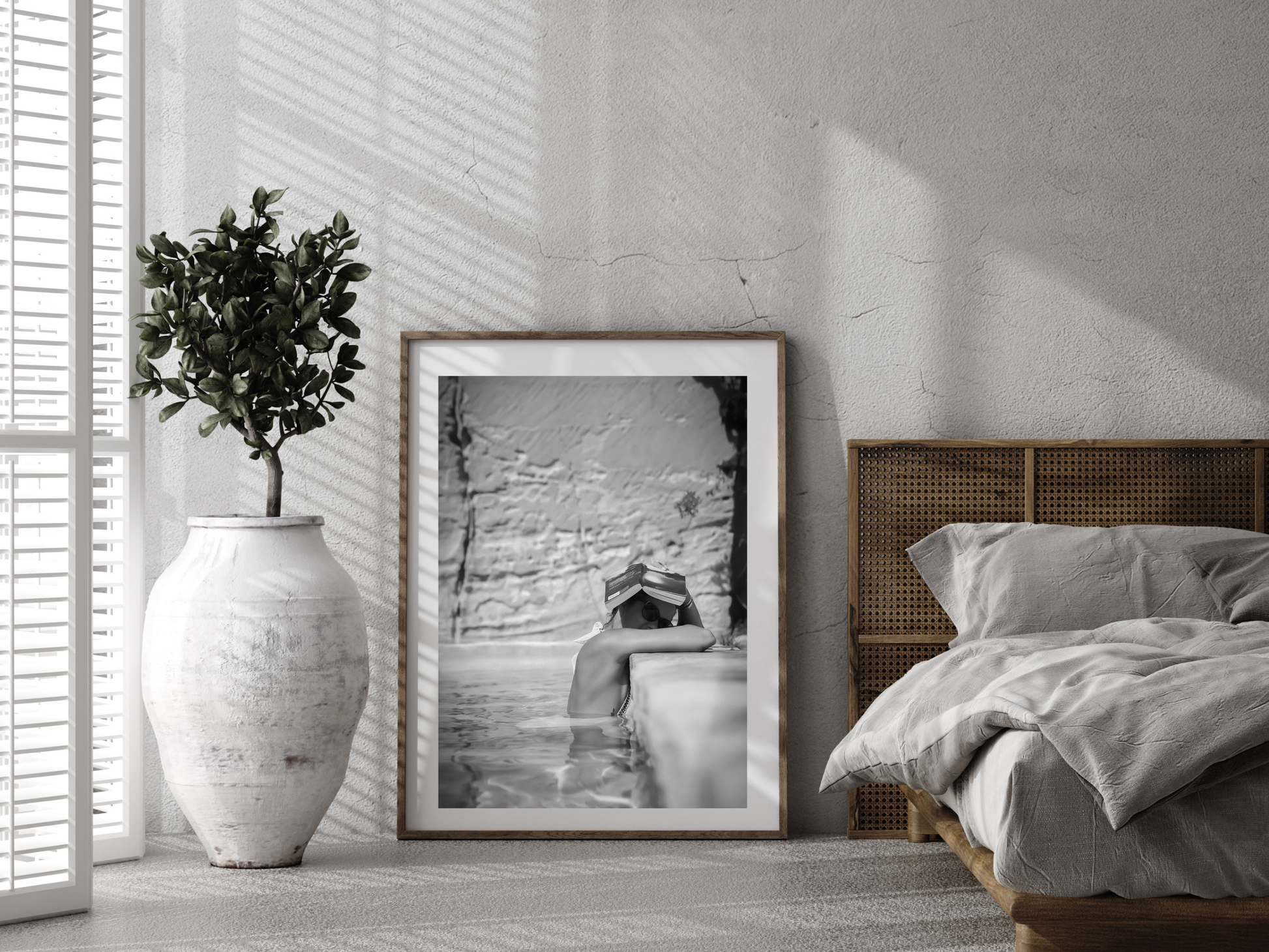 Relaxed Poolside Reading Woman Art Poster Summer Wall Decor Digital Download