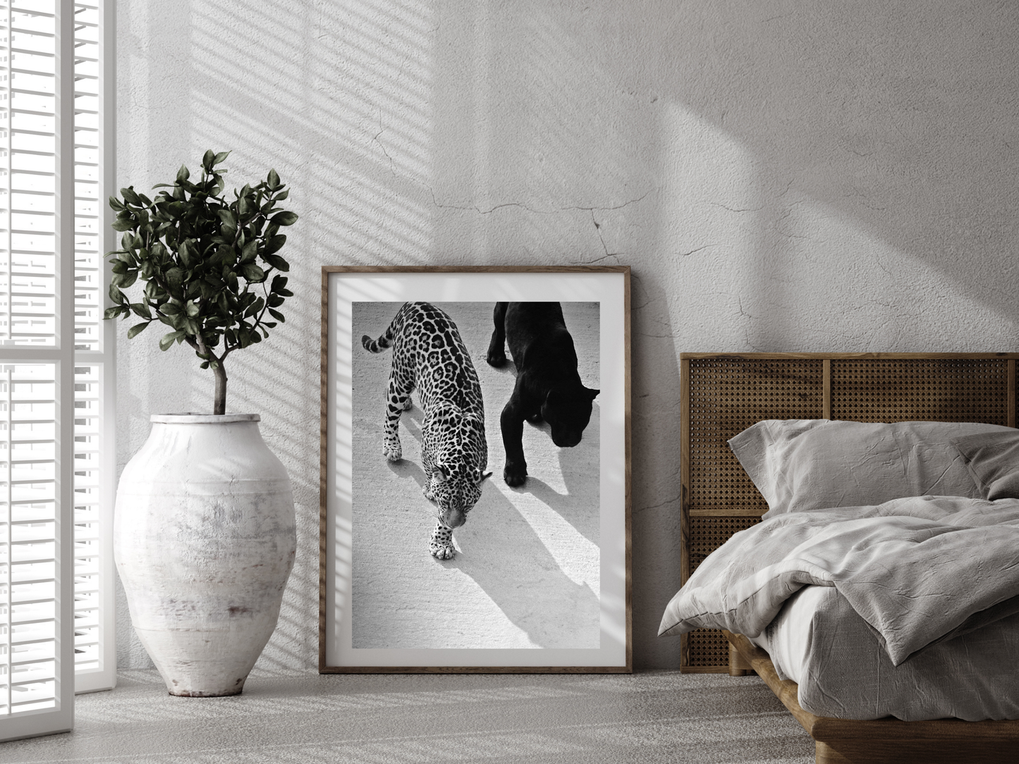 Jaguar And Panther Poster Black and White – Wild Animal Wall Art For Jungle, Nature And Wildlife Home Decor Digital Download