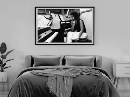 Aretha Franklin Black and White Studio Piano Portrait Music Art Digital Download
