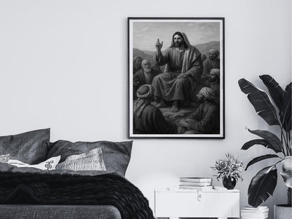 jesus teaching print bible scene poster christian wall art lds jesus portrait scripture inspired art faith decor digital download printable wall art poster, digital download
