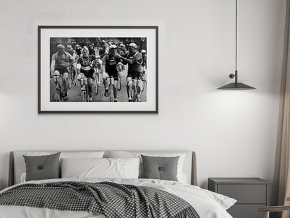 Tour de France Cycling Poster, Black and White, Vintage Photography, Tour de France Print, teen boy wall art, man cave decor, Retro Wall Art