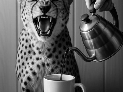 Coffee for Cheetah Print – Black and White Vintage Photography, Funny Kitchen Wall Art, Coffee Shop & Bar Cart Decor, Digital Download