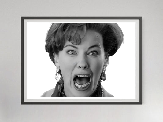 home alone movie poster 90s retro comedy scene kevins mom scream black and white art print christmas wall decor gift digital download printable wall art poster, digital download