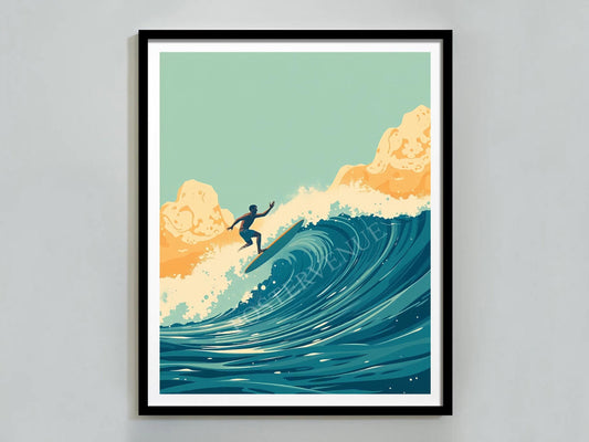 man on surfboard art print vintage surf poster surfing wall art coastal print vintage photography boys room decor digital download printable wall art poster, digital download
