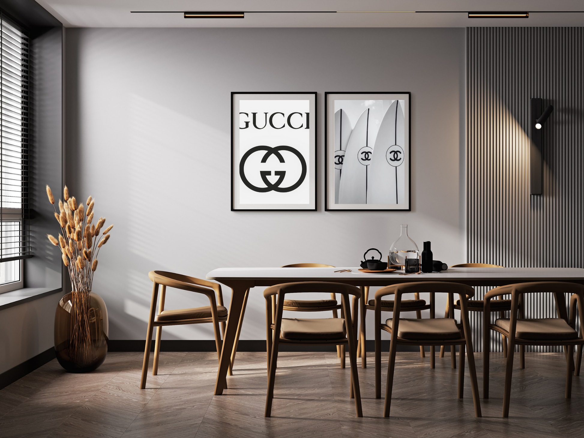 Gucci Logo Black and White Minimalist Luxury Wall Art Digital Download