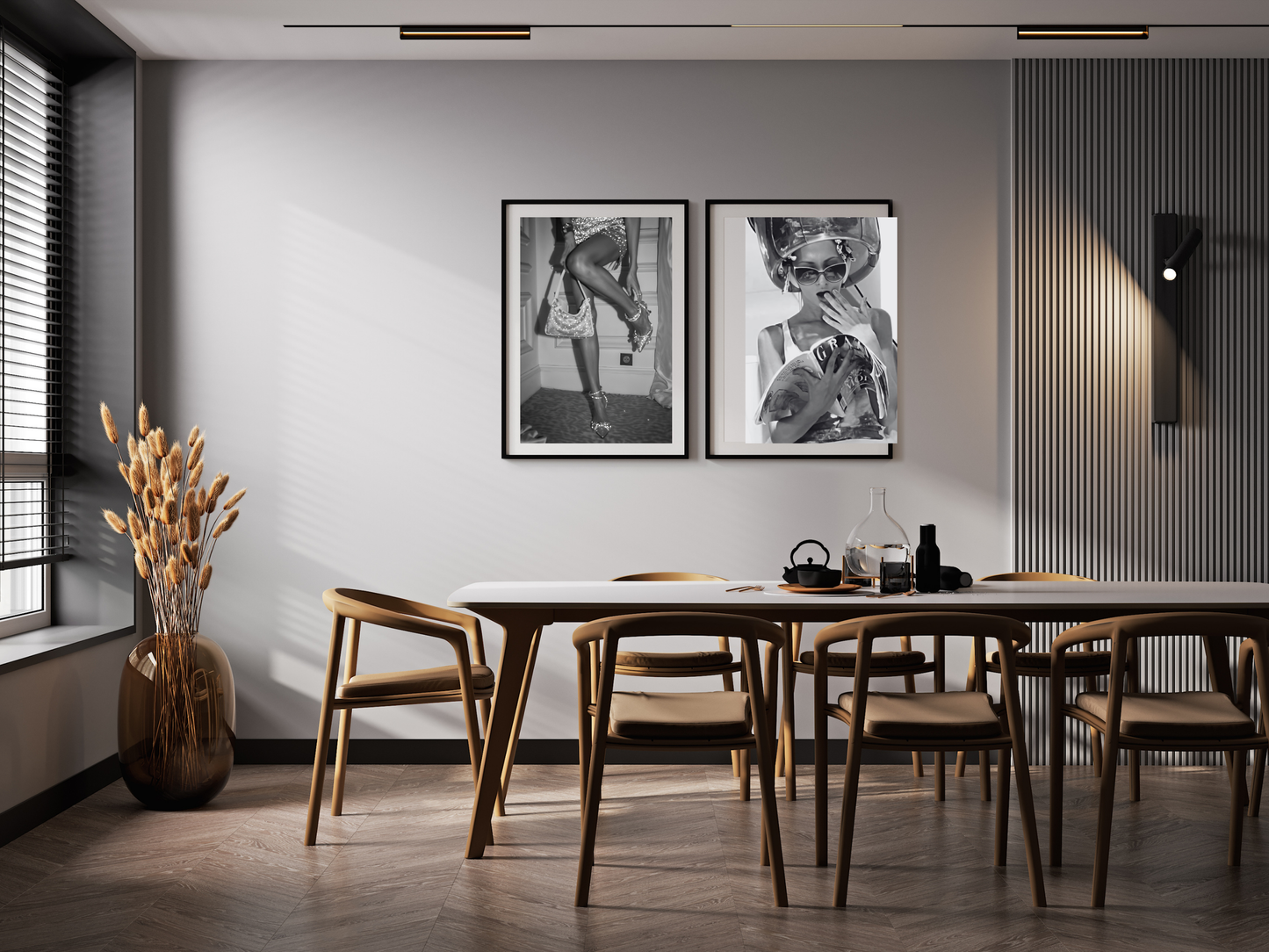 Glamorous Woman Poster Black and White Fashion Wall Art Digital Download