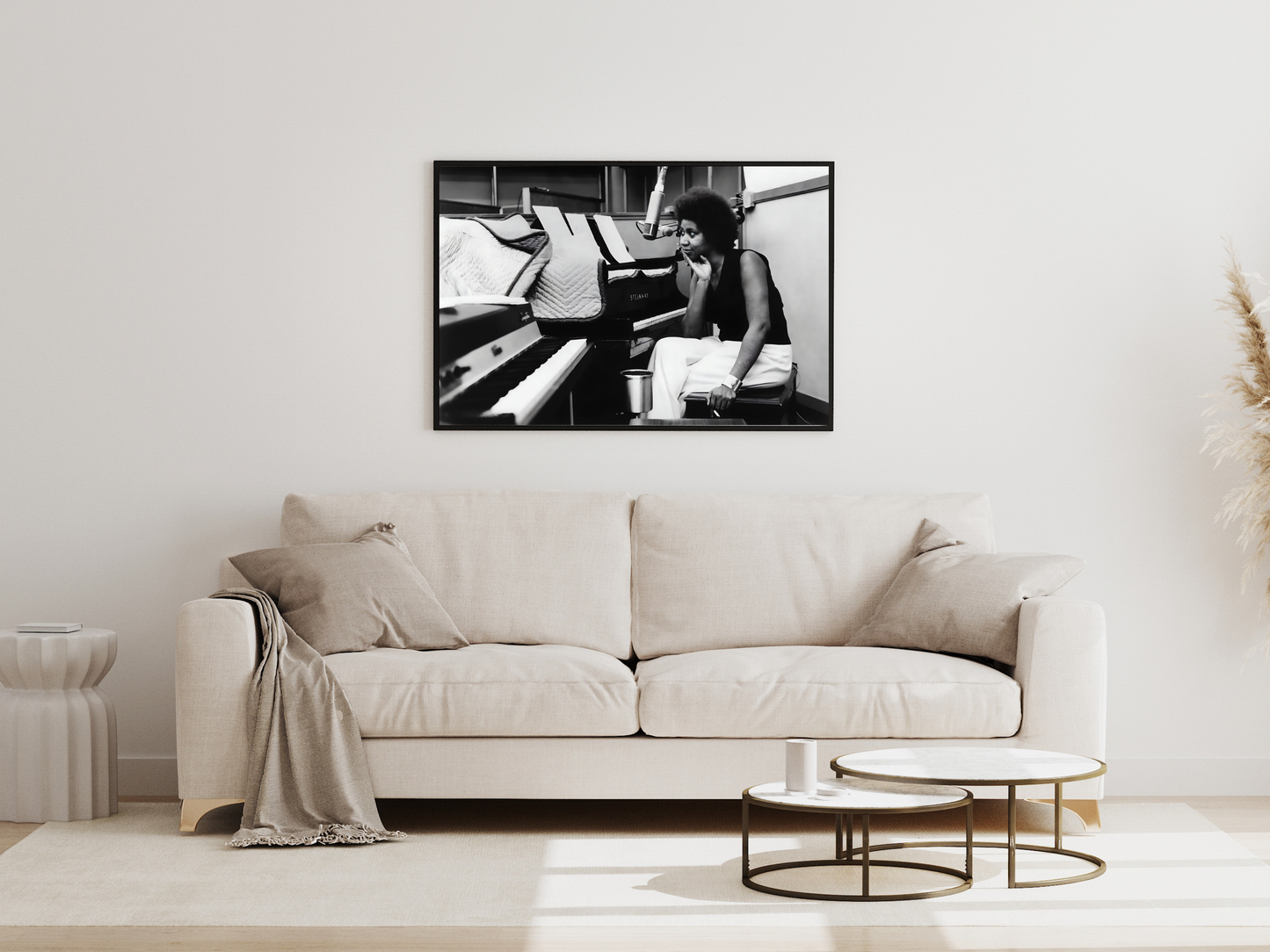 Aretha Franklin Black and White Studio Piano Portrait Music Art Digital Download