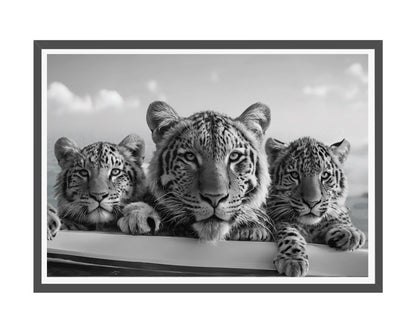 three tiger in boat poster luxury fashion print black and white classic wall art baby tiger hypebeast room decor digital download printable wall art poster, digital download