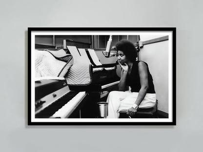 Aretha Franklin Black and White Studio Piano Portrait Music Art Digital Download