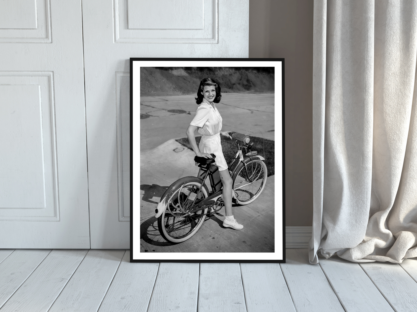 Rita Hayworth Vintage Bicycle Portrait Hollywood Glamour Digital Download