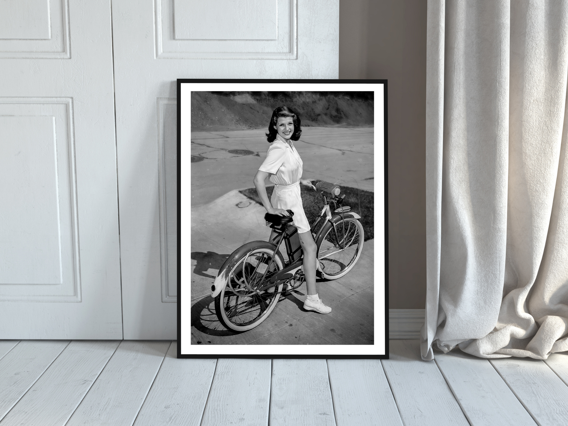 Rita Hayworth Vintage Bicycle Portrait Hollywood Glamour Digital Download