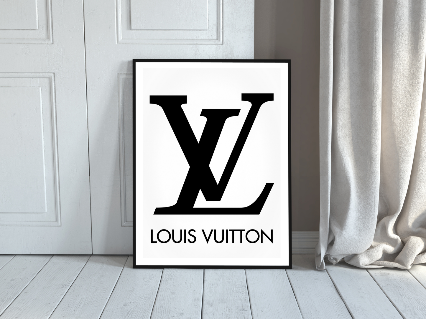 Louis Vuitton Iconic LV Logo Black and White Fashion Brand Digital Download
