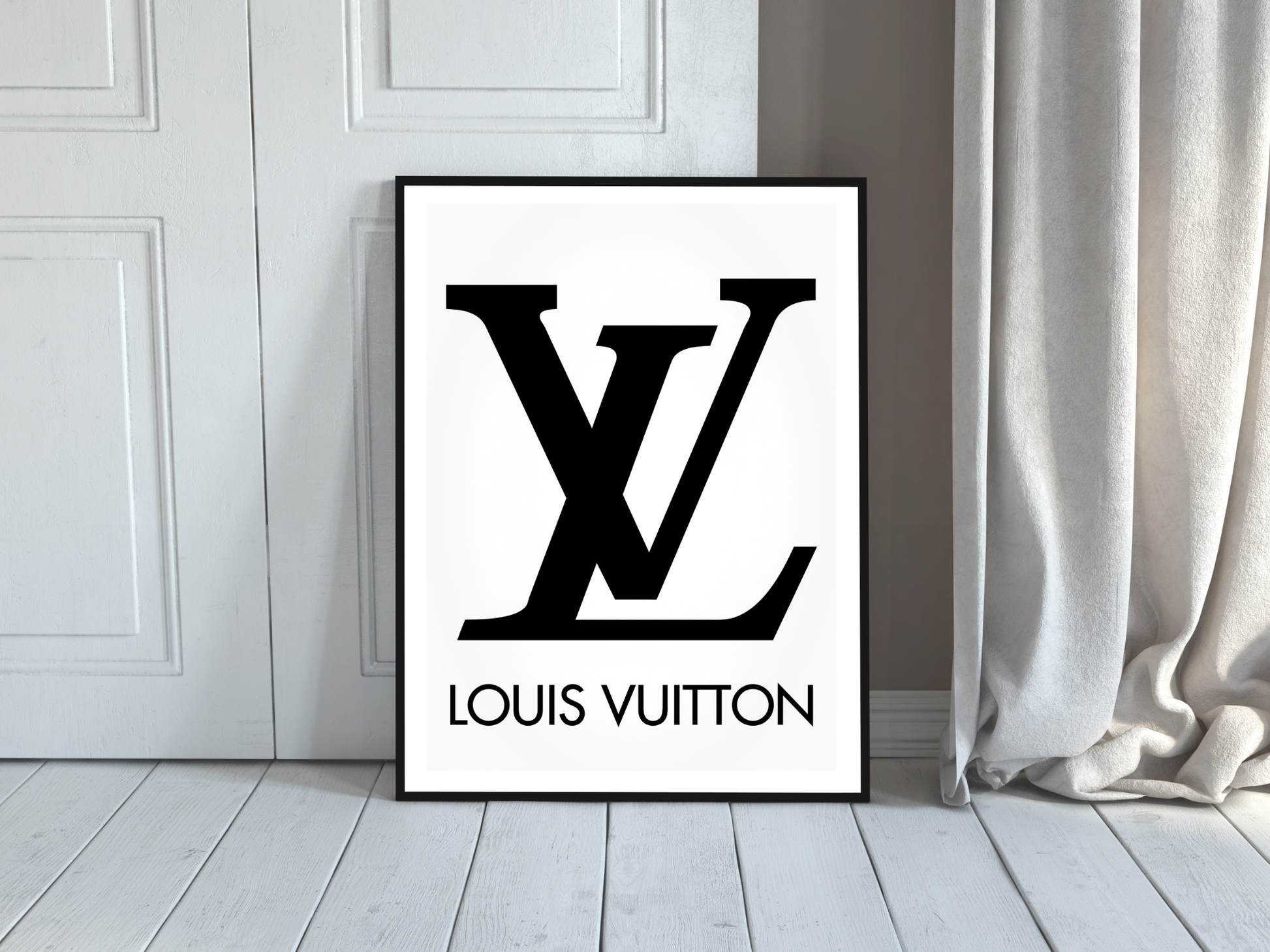 Louis Vuitton Iconic LV Logo Black and White Fashion Brand Digital Download