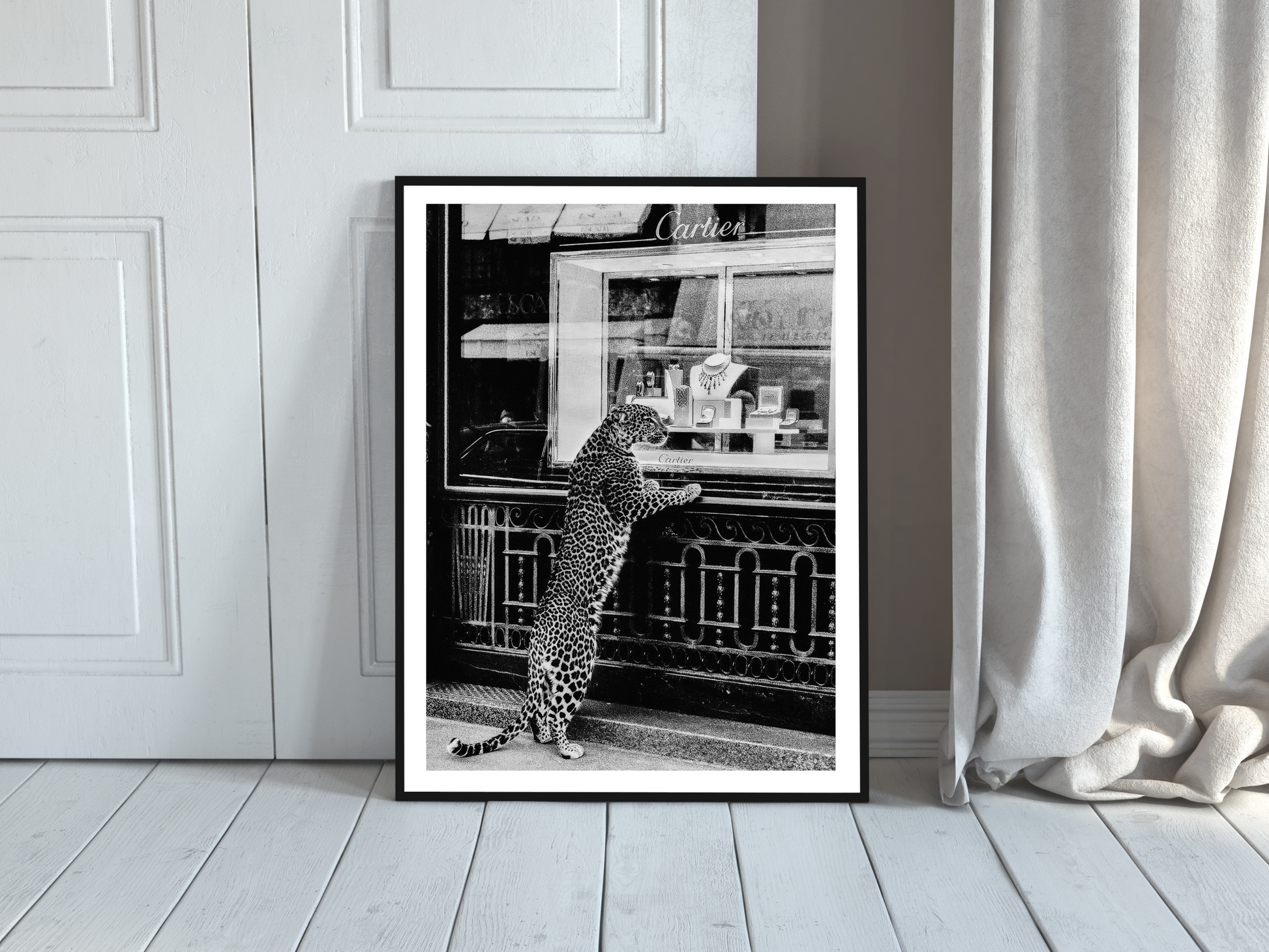 Cartier Leopard Poster Black And White Luxury Fashion Store Wall Art Digital Download